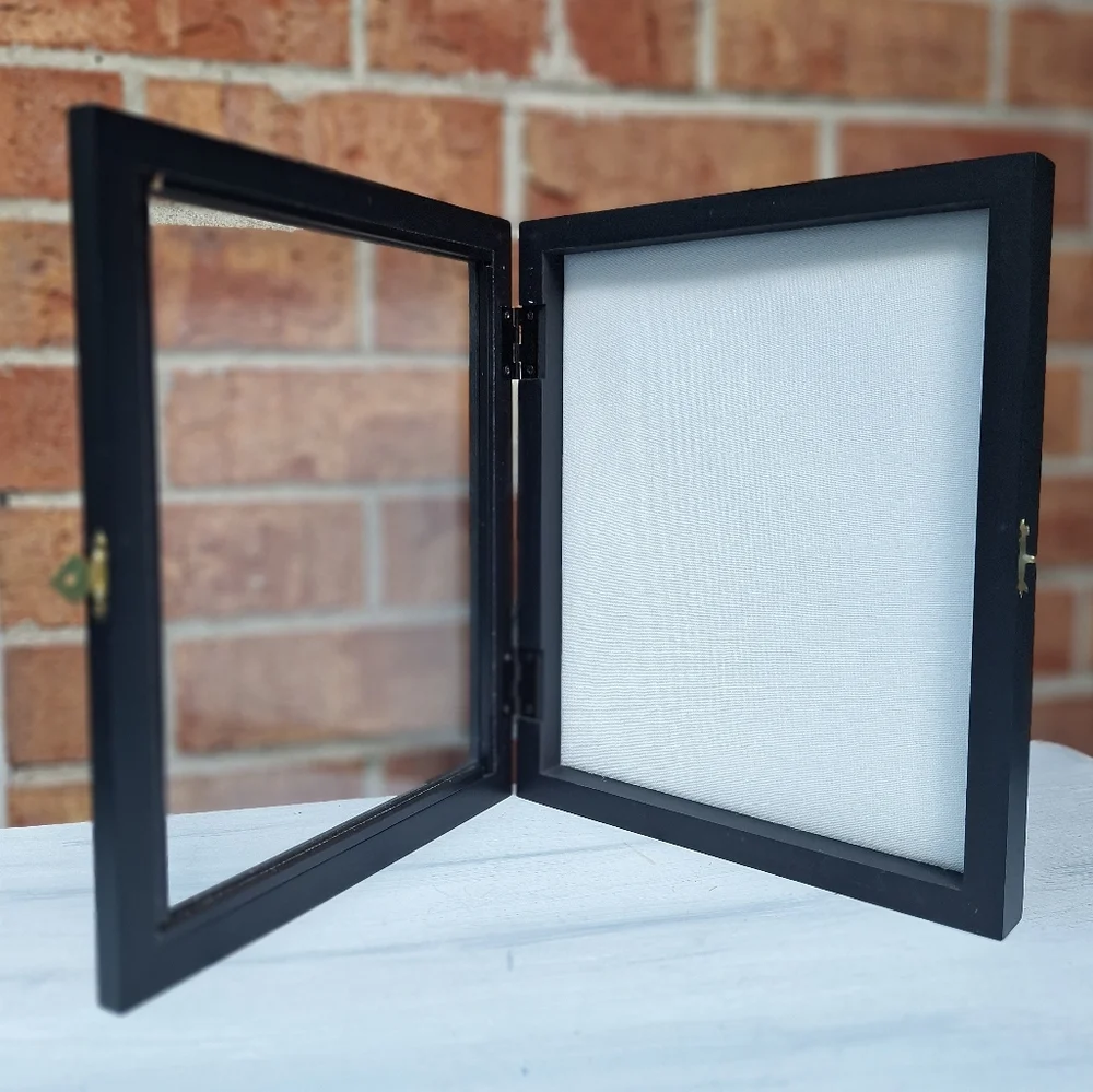 Shadow Display Box with Glass Lid Wood Hinged Framed Box Collectibles Keepsakes - Picture 14 of 16